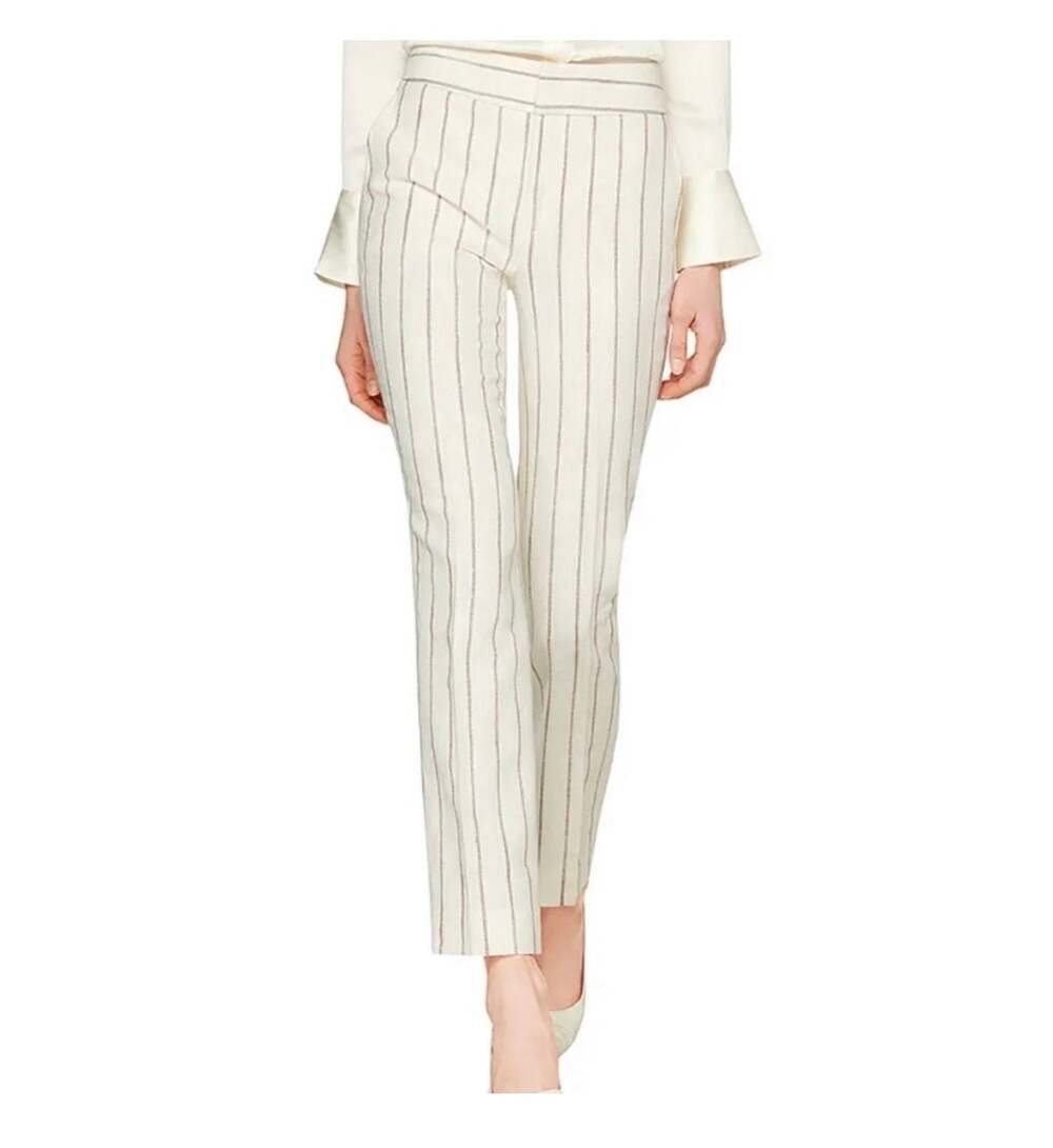 SUISTUDIO Lane Striped Linen Blend Classic Trousers Size 0R